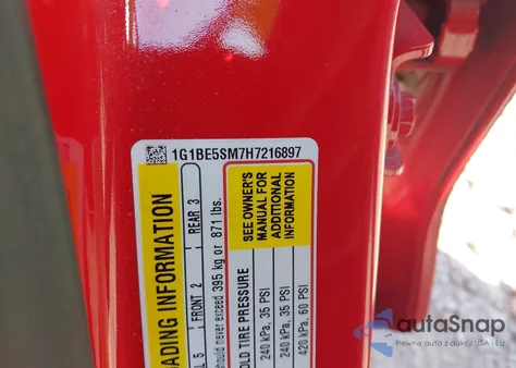 2017 Chevrolet Cruze Lt Auto z USA, uszkodzony, nr VIN 1G1BE5SM7H7216897